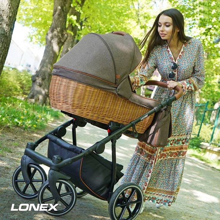 Wózek Lonex Eko Pro – połączenie wiklinowej gondoli z nowoczesnym stelażem, styl retro w wersji eko